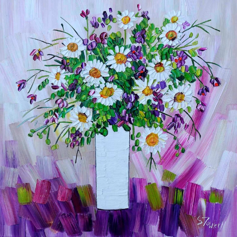 Image of Daisies and Campanula by Sheila Fowler